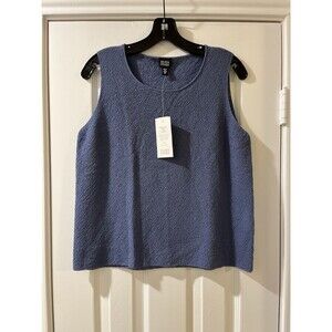 Eileen Fisher womens Jewel Neck Shell Tank Top size Medium Wool Knit Crepe $108